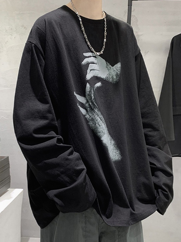 Loses Sweatshirt mit Handdruck für Herren-1