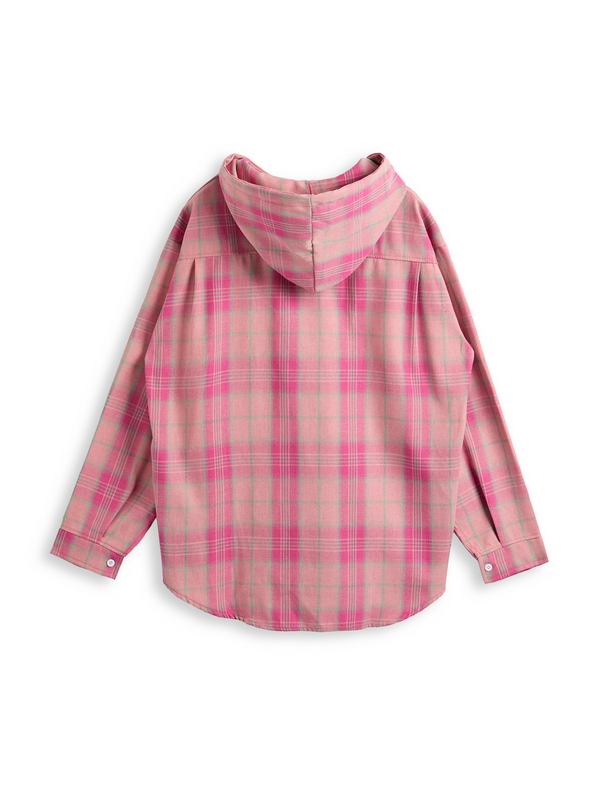 Herren-Street-Plaid-Langarmbluse mit Kapuze-1