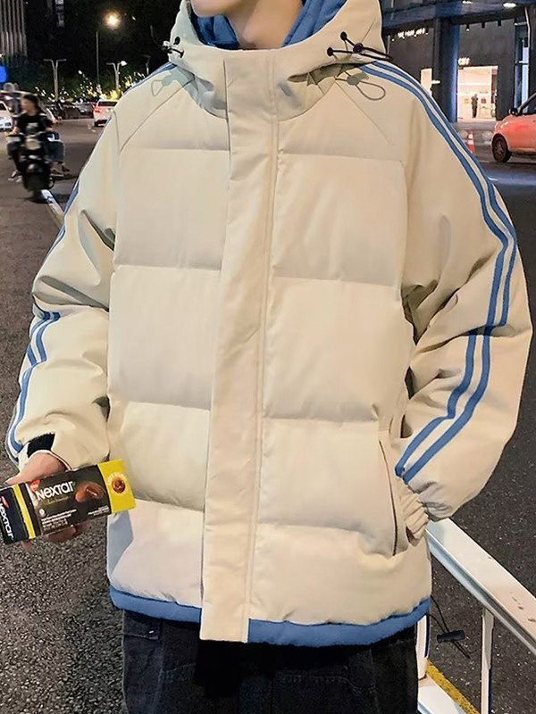 Wattierte Jacke mit Seitenstreifen und Kapuze für Herren-3