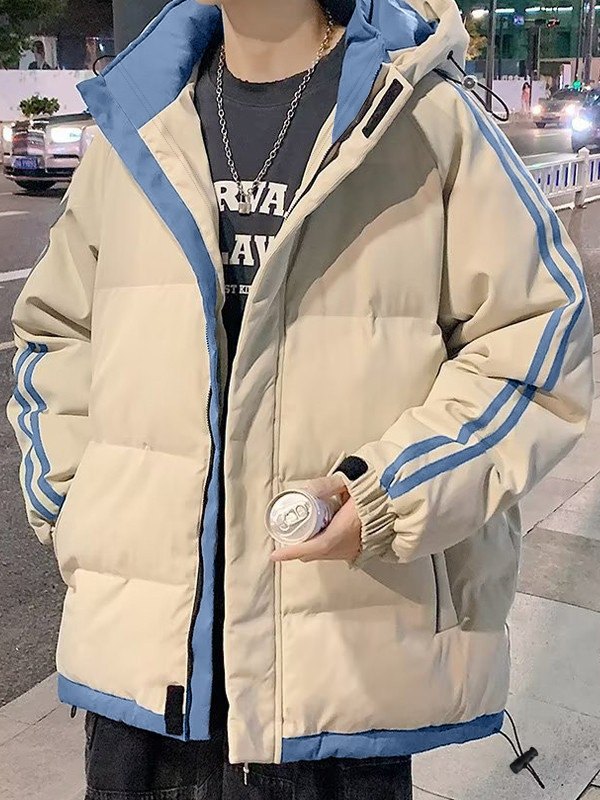 Wattierte Jacke mit Seitenstreifen und Kapuze für Herren-1