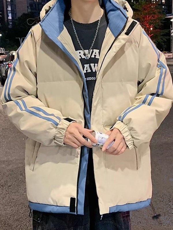Wattierte Jacke mit Seitenstreifen und Kapuze für Herren-2