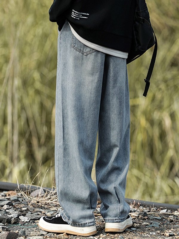 Herren-Jeans mit geradem Bein und Nahtdetail-3