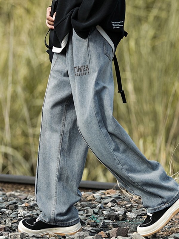 Herren-Jeans mit geradem Bein und Nahtdetail-2