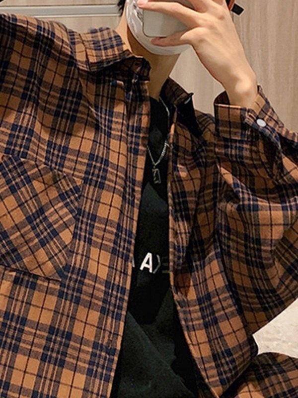 Karierte Langarm-Button-Down-Hemden für Herren-2