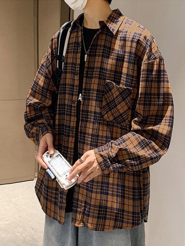 Karierte Langarm-Button-Down-Hemden für Herren-4